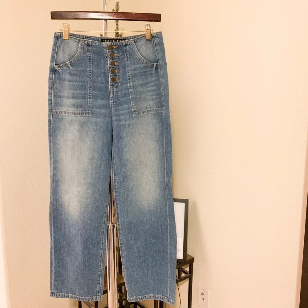 Veronica Beard Crosbie Crop Denim In Juno. - Picture 4 of 8